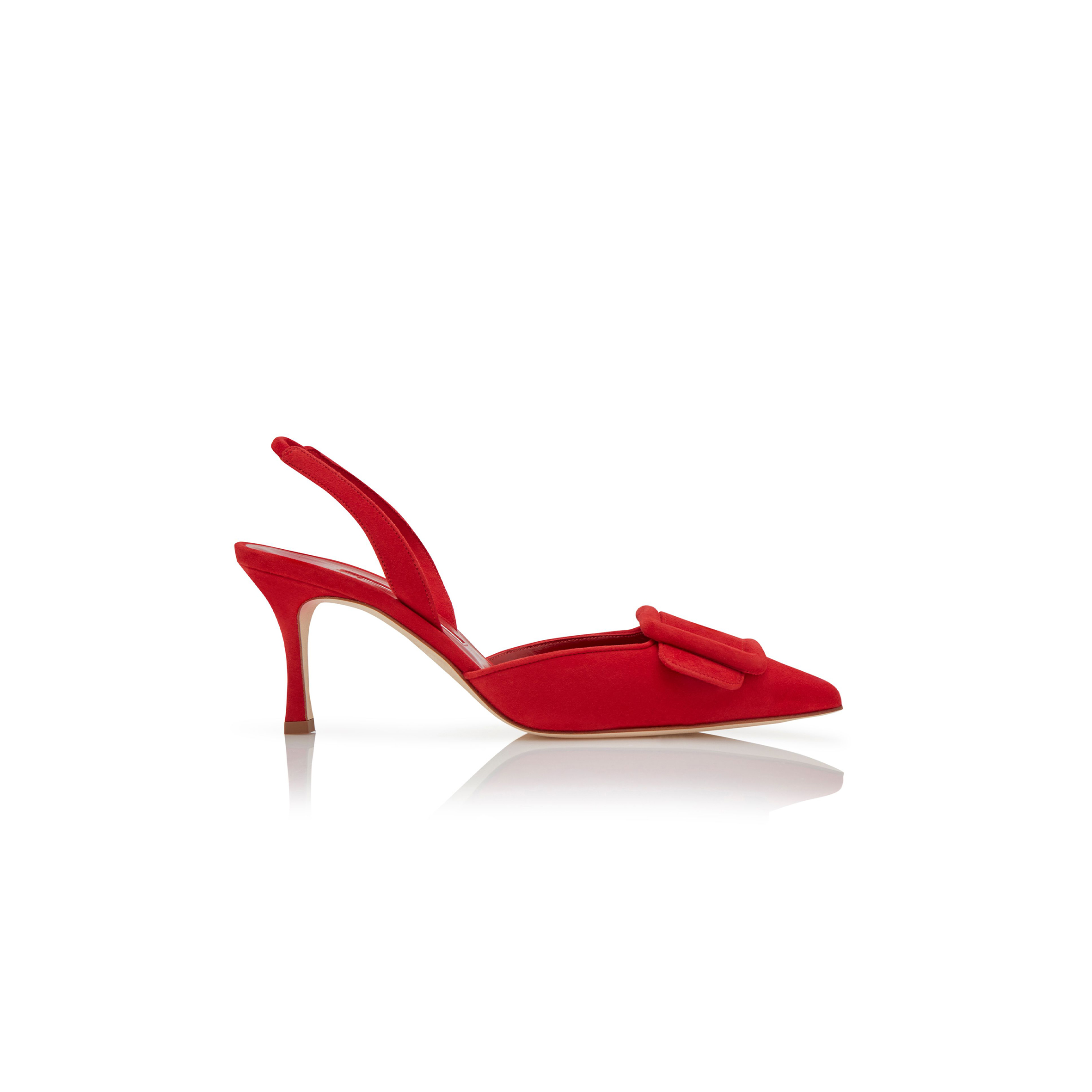 manolo blahnik maY*Li red suede slingback pumps 219-0182-0002